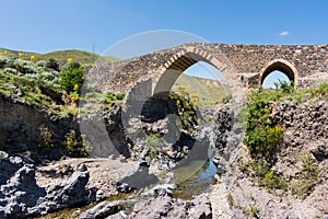 Medieval bridge of Adrano, Sicily,  of arabic origin and saracen