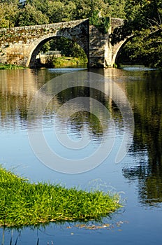 medieval bridge of Allariz at sundown