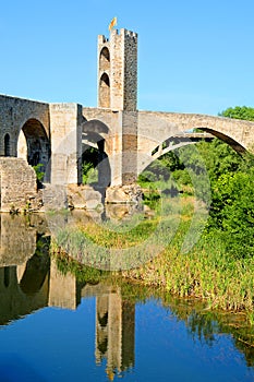 Medieval bridge in Besalu, Spain