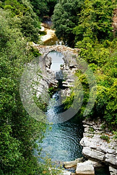 A medieval bridge in campania, italy photo