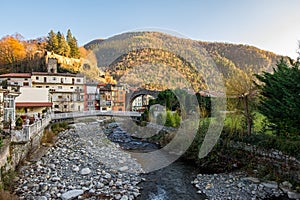 Medieval bridge in Camprodon town, Gerona, Spain