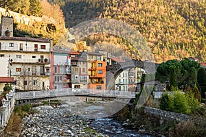 Medieval bridge in Camprodon town, Gerona, Spain