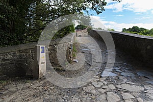 Medieval bridge in Furelos, Galicia Spain