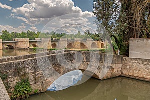 Medieval bridge over the Duero river in San Esteban de Gormaz Soria, Spain