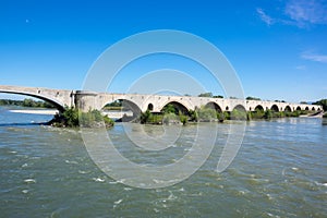 The medieval bridge over the Rhone River