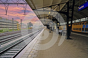 Medieval building station Haarlem in the Netherlands