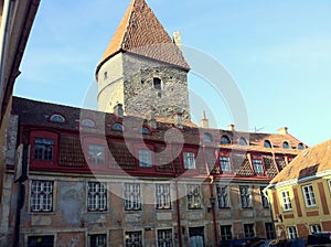 Medieval building with tower