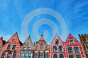 Medieval buildings on Grote Markt square in Brugge, Belgium