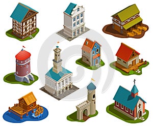 Medieval Buildings Isometric Set