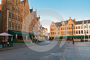 Medieval buildings on the Market Square, Brugge