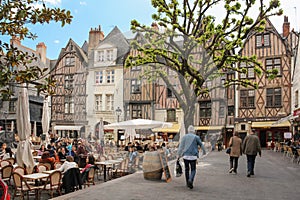 Medieval buildings at place Plumereau. Tours. France