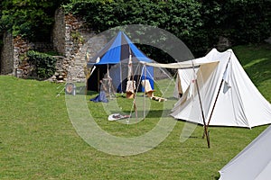 Medieval campground for tournament participants