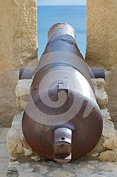 Medieval Cannon in Alicante castle, Spain