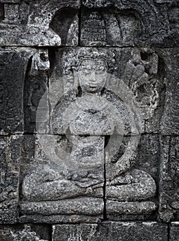 Medieval carving on wall of the Borobudur temple