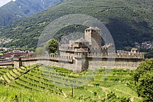 Medieval castel Montebello, Ticino, Switzerland