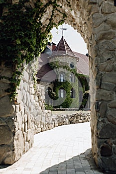 Medieval Castle Archway Gate and Antique Palace