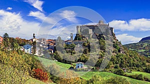 medieval castle Bardi and village in Emilia -Romagna, Italy