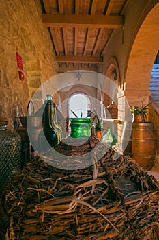 Medieval castle with beautiful sun light in Tuscany, Italy.