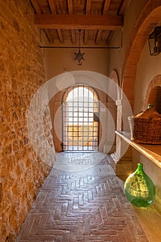 Medieval castle with beautiful sun light in Tuscany, Italy.