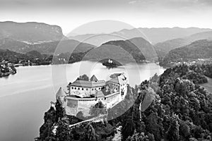 Medieval castle on Bled lake in Slovenia