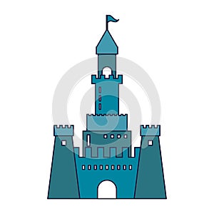 Medieval castle building blue lines