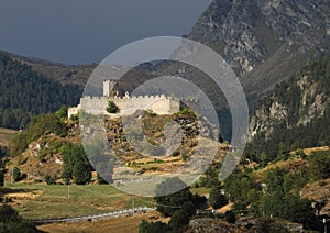 Medieval castle. Castle of Graines in Val D`Ayas.