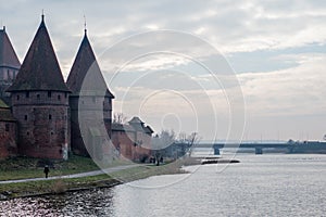 Medieval castle in the city of Malbork, Poland. An old stronghold from middle ages.