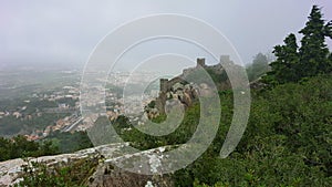 A medieval castle defense wall in Portugal