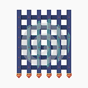 medieval castle gate grid isolated on white