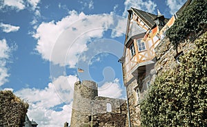 shot of a medieval castle in Germany on a fine sunny day under a blue sky with clouds