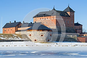 The medieval castle of Hame, March day. Hameenlinna, Finland photo