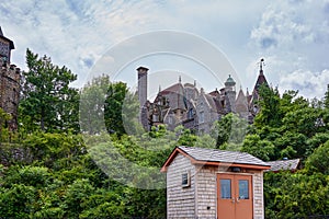 Medieval castle on Hart Island in the Thousand Islands National Park on the Saint Lawrence Rive