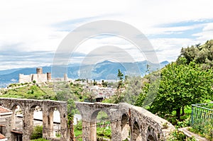 Medieval castle on a hill photo