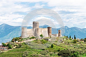 Medieval castle on a hill photo