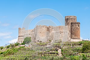 Medieval castle on a hill photo