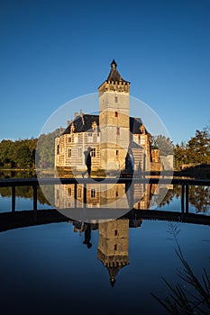 Medieval Castle of Horst. Stone tower. Woodland.