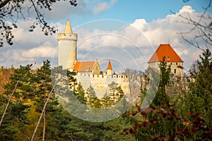 Medieval castle Kokorin in north Bohemia in autumn, Czech republic