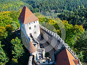Medieval castle Kokorin. View from main tower, Kokorinsko, Czech Republic.