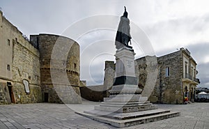 Medieval castle and monument erected for heroes of 1480 in Otranto, Italy. Apulia