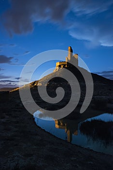 Medieval castle, night photography, Castillo de Montuenga, Soria, Spain