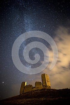 Medieval castle, night photography, Castillo de Montuenga, Soria, Spain