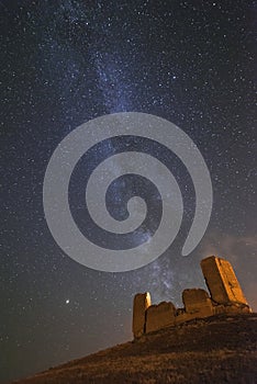 Medieval castle, night photography, Castillo de Montuenga, Soria, Spain