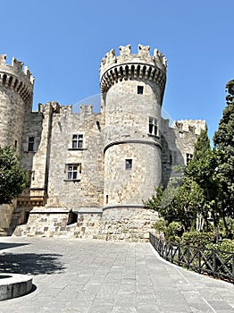 Medieval castle in old town of Rhodes.