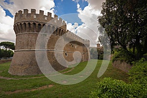 Medieval castle in Ostia Antica in Italy
