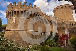 Medieval castle in Ostia Antica in Italy