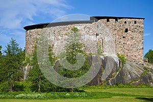 Medieval castle Raseborg close up in the sunny June afternoon. Finland