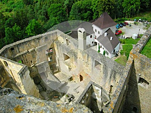 Medieval castle ruins in Karlstejn, Czech republic