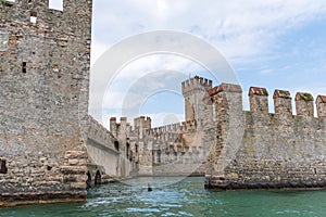 Medieval castle Scaliger in Sirmione on lake Garda. Italy