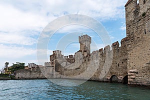 Medieval castle Scaliger in Sirmione on lake Garda. Italy