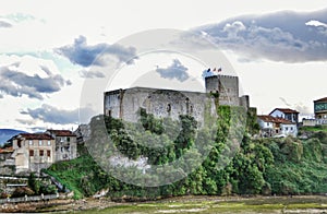 Medieval castle tower and Church of San Vicente de la Barquera